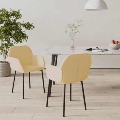 Sillas de comedor 2 unidades terciopelo crema