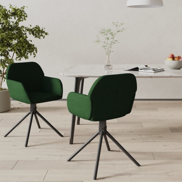 Sillas de comedor giratorias 2 unidades terciopelo verde oscuro
