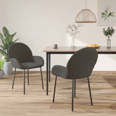 Sillas de comedor 2 unidades terciopelo gris oscuro