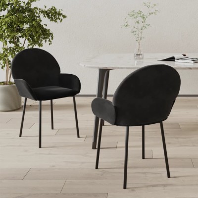 Sillas de comedor 2 unidades terciopelo negro