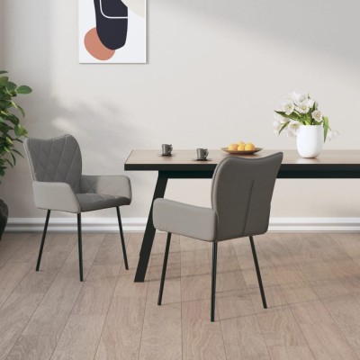 Sillas de comedor giratorias 2 unidades tela gris claro