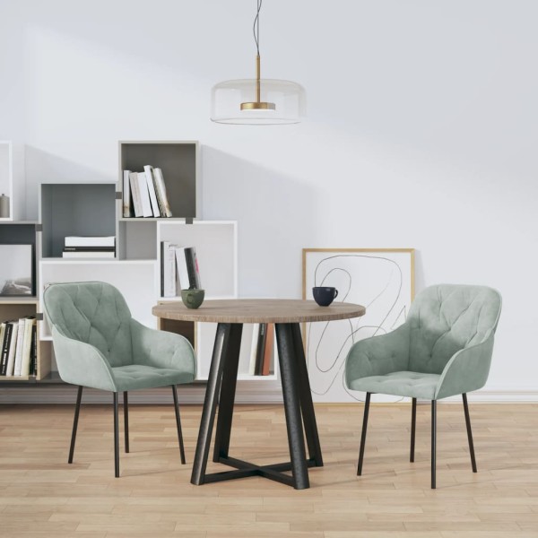 Sillas de comedor 2 unidades terciopelo gris claro