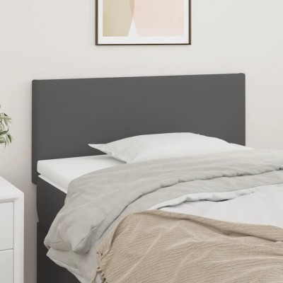 Cabecero de cuero sintético gris 80x5x78/88 cm