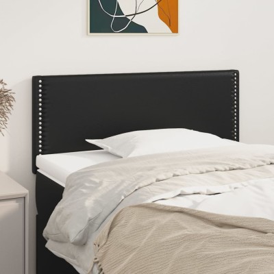 Cabecero de cuero sintético negro 80x5x78/88 cm