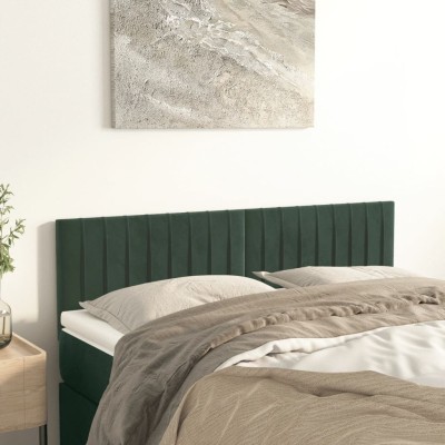 Cabeceros 2 unidades terciopelo verde oscuro 72x5x78/88 cm