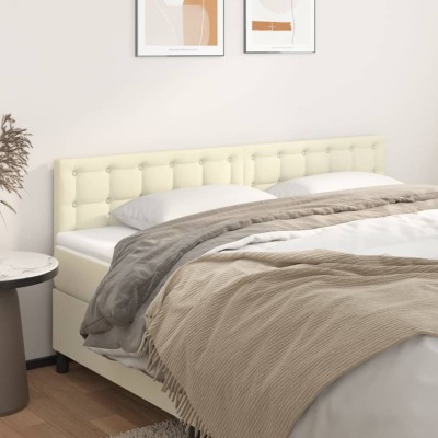 Cabeceros 2 unidades cuero sintético color crema 100x5x78/88 cm