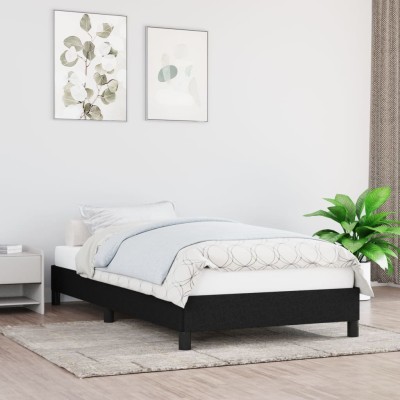 Estructura de cama sin colchón tela negro 90x200 cm