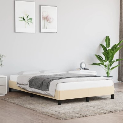 Estructura de cama sin colchón tela crema 120x200 cm