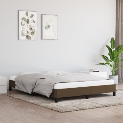 Cama sin colchón tela marrón oscuro 140x200 cm