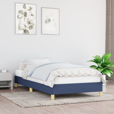 Estructura de cama sin colchón tela azul 90x200 cm