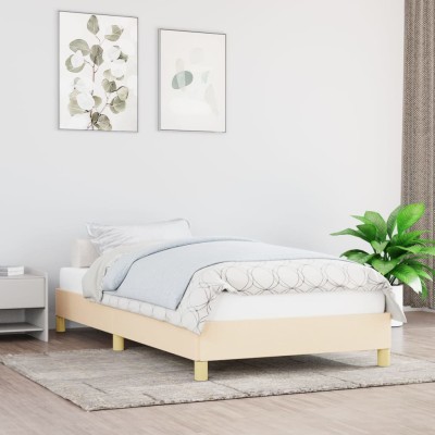 Estructura de cama sin colchón tela crema 100x200 cm