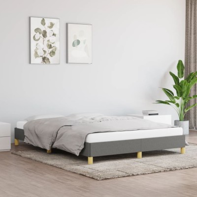 Cama sin colchón de tela gris oscuro 160x200 cm