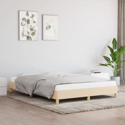 Cama sin colchón tela color crema 160x200 cm