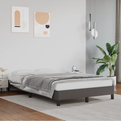 Estructura de cama sin colchón cuero sintético gris 120x200 cm