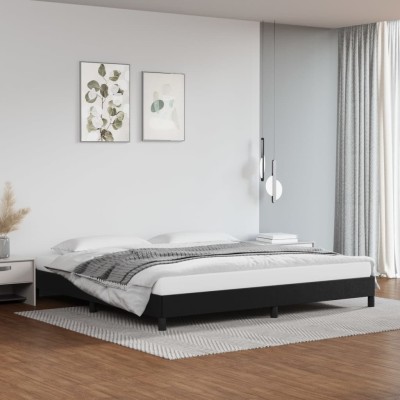 Estructura de cama sin colchón cuero sintético negro 200x200 cm