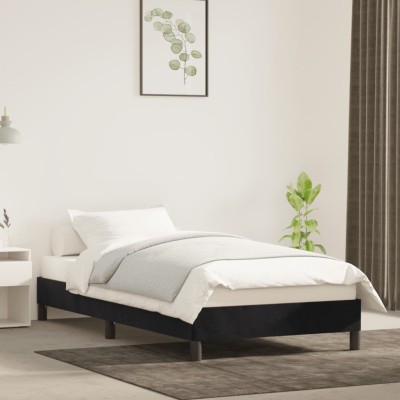 Estructura de cama sin colchón terciopelo negro 90x190 cm