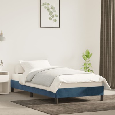 Estructura de cama sin colchón terciopelo azul oscuro 90x200 cm