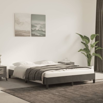 Estructura de cama sin colchón terciopelo gris oscuro 140x190cm