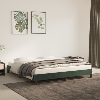 Estructura cama sin colchón terciopelo verde oscuro 180x200 cm