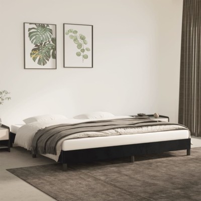 Estructura cama sin colchón terciopelo negro 200x200 cm