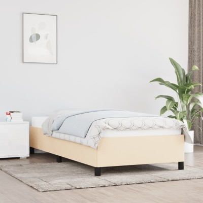 Estructura de cama sin colchón tela crema 100x200 cm