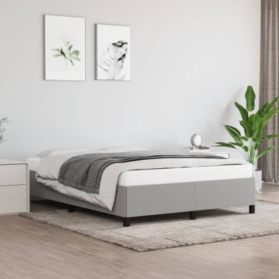 Cama sin colchón tela gris claro 140x200 cm