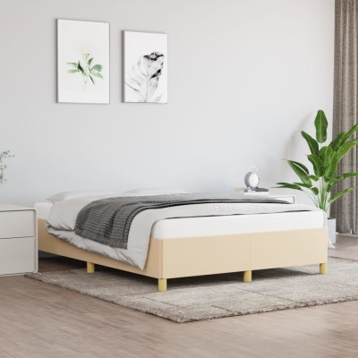 Cama sin colchón tela color crema 140x190 cm