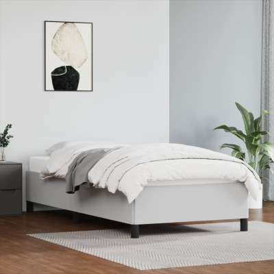 Estructura de cama sin colchón cuero sintético blanco 100x200cm