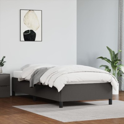 Estructura de cama sin colchón cuero sintético gris 100x200 cm