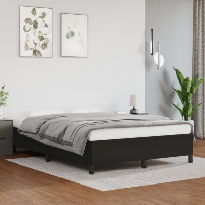 Estructura de cama sin colchón cuero sintético negro 140x190 cm