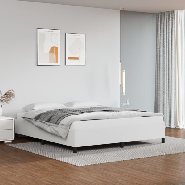 Estructura de cama sin colchón cuero sintético blanco 180x200cm