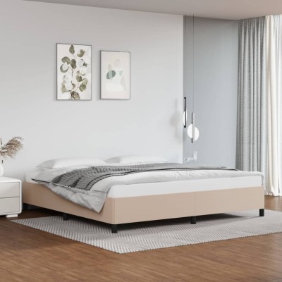 Estructura cama sin colchón cuero sintético capuchino 200x200cm