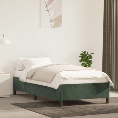 Estructura de cama sin colchón terciopelo verde oscuro 80x200cm