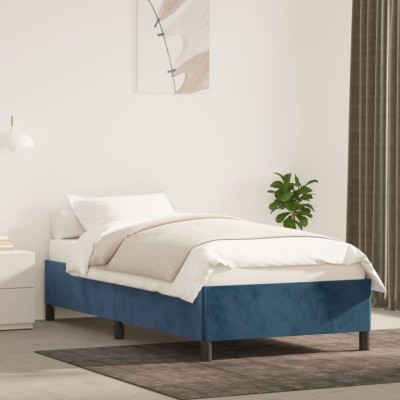 Estructura de cama sin colchón terciopelo azul oscuro 90x200 cm