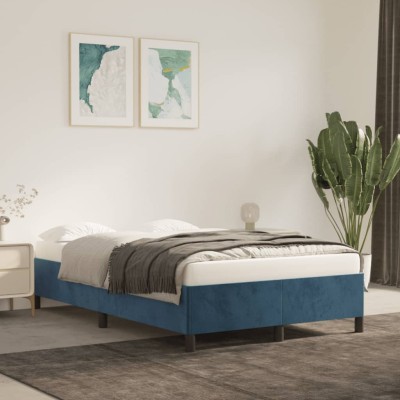 Estructura de cama sin colchón terciopelo azul oscuro 120x200cm