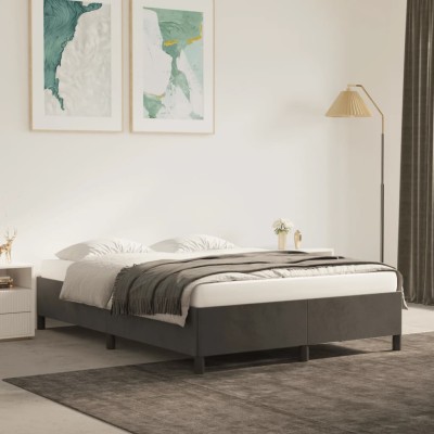 Estructura de cama sin colchón terciopelo gris oscuro 140x190cm