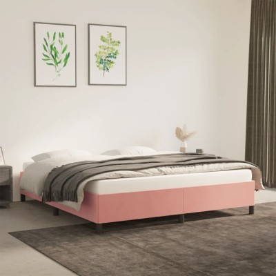 Estructura de cama sin colchón terciopelo rosa 160x200 cm