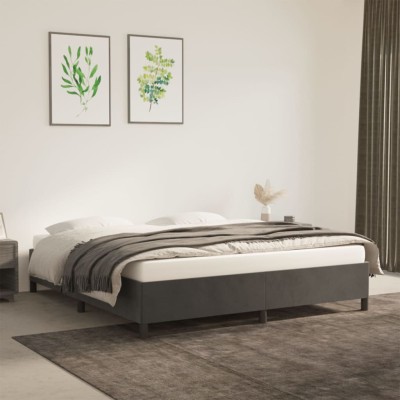 Estructura de cama sin colchón terciopelo gris oscuro 180x200cm