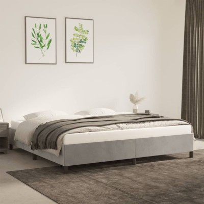 Estructura de cama sin colchón terciopelo gris claro 200x200 cm