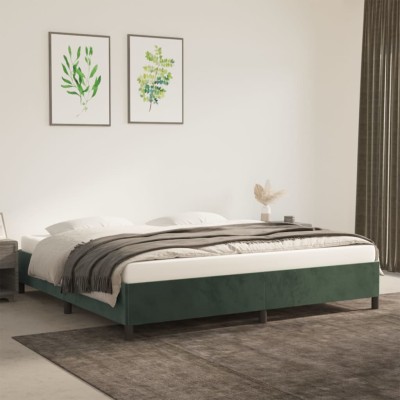 Estructura cama sin colchón terciopelo verde oscuro 200x200 cm