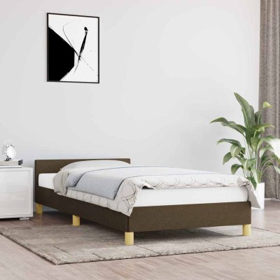 Estructura de cama sin colchón tela marrón oscuro 80x200 cm