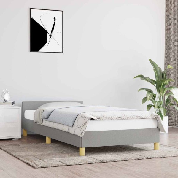 Estructura de cama sin colchón tela gris claro 90x190 cm