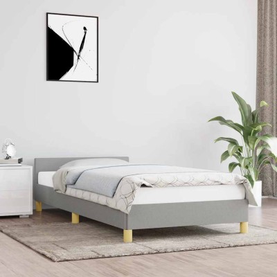 Estructura de cama sin colchón tela gris claro 90x200 cm