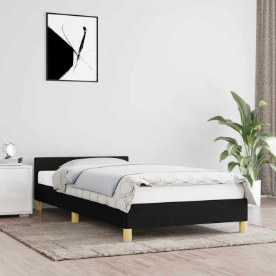 Estructura de cama sin colchón tela negro 100x200 cm