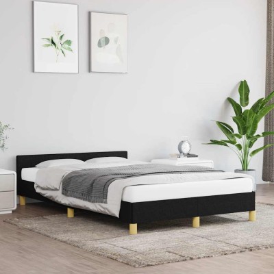 Estructura de cama sin colchón tela negro 120x200 cm