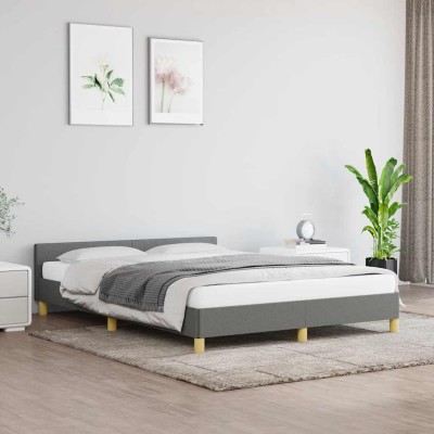 Cama sin colchón tela gris oscuro 140x190 cm