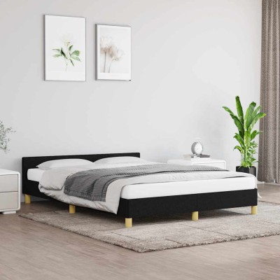 Cama sin colchón tela negro 140x190 cm