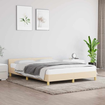 Cama sin colchón tela color crema 140x190 cm