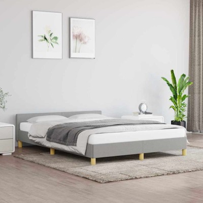 Cama sin colchón tela gris claro 140x200 cm