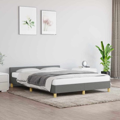 Estructura de cama sin colchón tela gris oscuro 140x200 cm